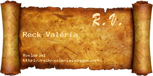 Reck Valéria névjegykártya